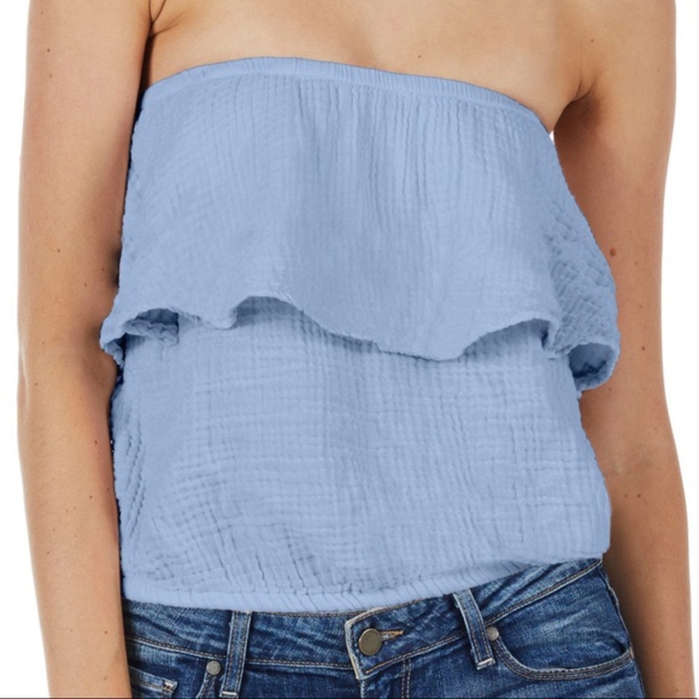 Michael Stars light blue gauze tube top two layer